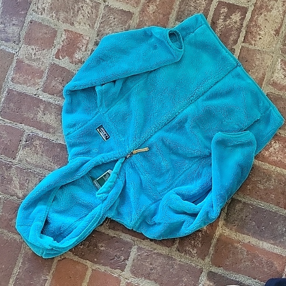 LLBEAN  Hi Pile Sherpa Hoodie Jacket Teal 10-12 Kids